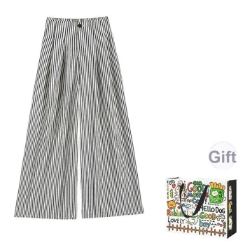 OURUOKE Casual Pants Women's Stripes