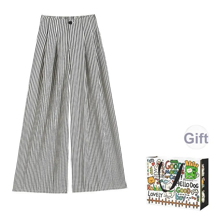 OURUOKE Casual Pants Women's Stripes-0