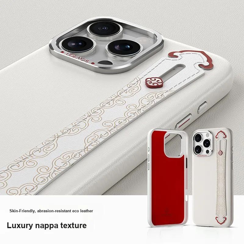 Defense Vegan Leather Material Wrist Strap Holder Style Phone Cases Compatible With IPhone 16 Pro Max/16 Pro-3