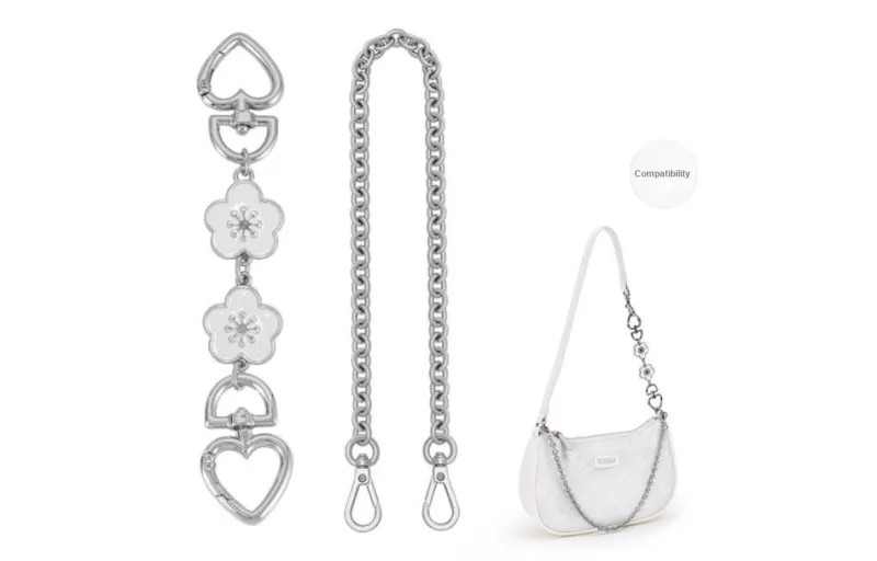 Lan Bao Fan Alloy Metal Bag Accessory Bag Strap Unisex Silver-15