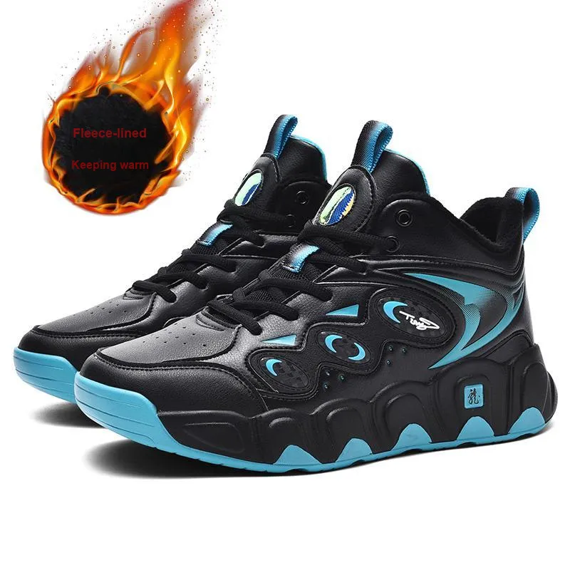 MUSHILANDI Height Increasing Thermal Mid Top Basketball Shoes Men's Black-16