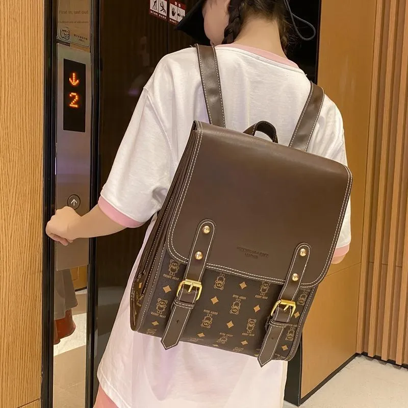 Yalu PU Backpack Women's Khaki/Pink/Coffee/Brown-13