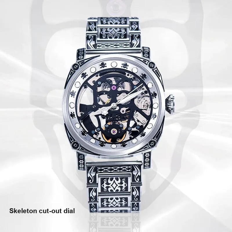 VRQ Automatic Mechanical Movement Steel Strap Watch Men's Watches Cut Out Dial-1