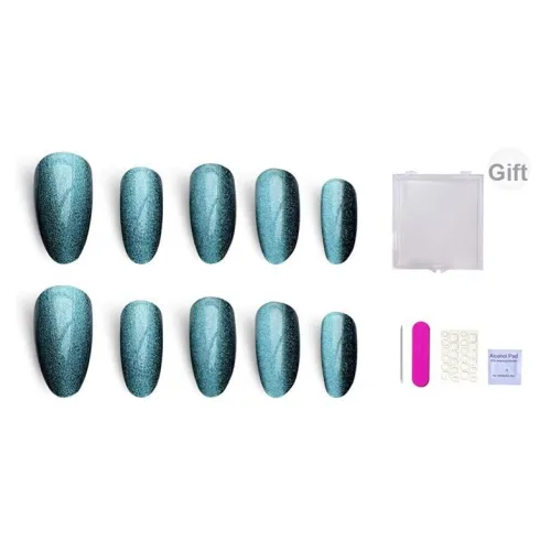 ORANOT Звездно-голубой Элегантность Цвет Display False Nail Миндаль Синий Градиентный 26 мм