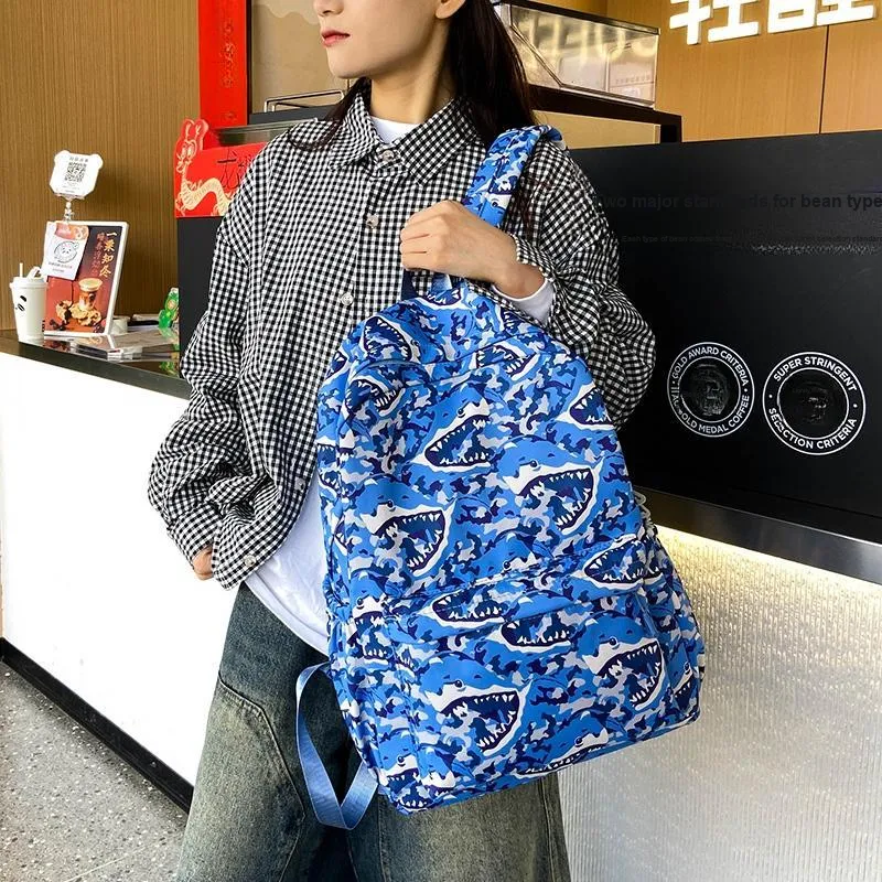 BUBM Nylon Backpack Regular Unisex Sky Blue/Navy Blue/Gray/Purple/Green-3