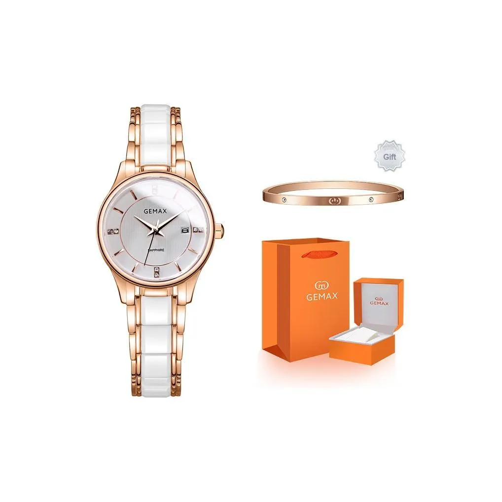 GEMAX Наручные часы Кварцевый механизм Керамика Ремешок Часы Женские Белый циферблат