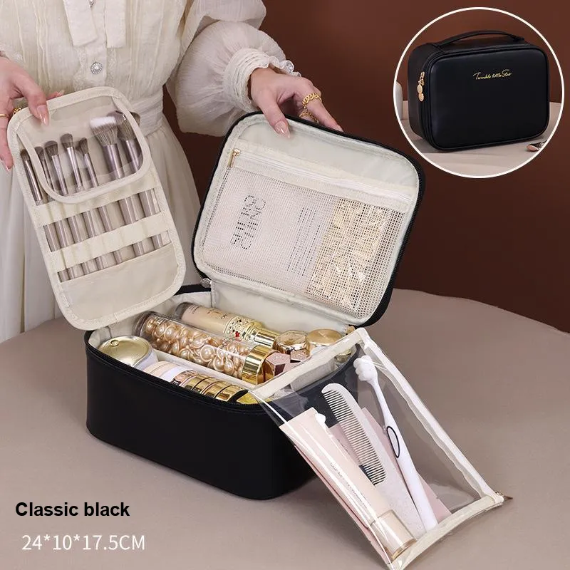 MUYAXUAN Wet/Dry Separation Large Capacity Premium Touch Proof PU Cosmetics Storage Bag-7