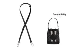 Black 1.1cm Wide Litchi Grain Lock Head with Silver-Tone Buckle 90-120cm[Compatible with Dempsey Bucket Bag]