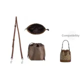 Brown Silver-Tone Buckle Adjustable 90-120cm Shoulder Strap+Liner Set