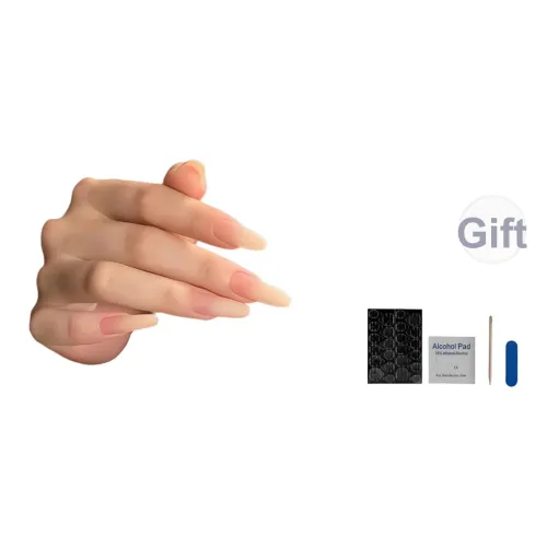 OUYUJI Ручной работы Готовый товар Съемный False Nail Миндаль MID Длина Овал Кожа Телесный Coquette