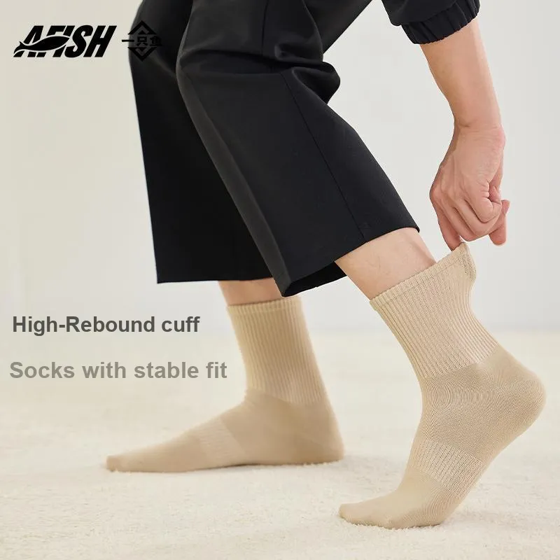 AFISH Mid-Calf Socks Men's 5 Pairs Shopping Bags-12