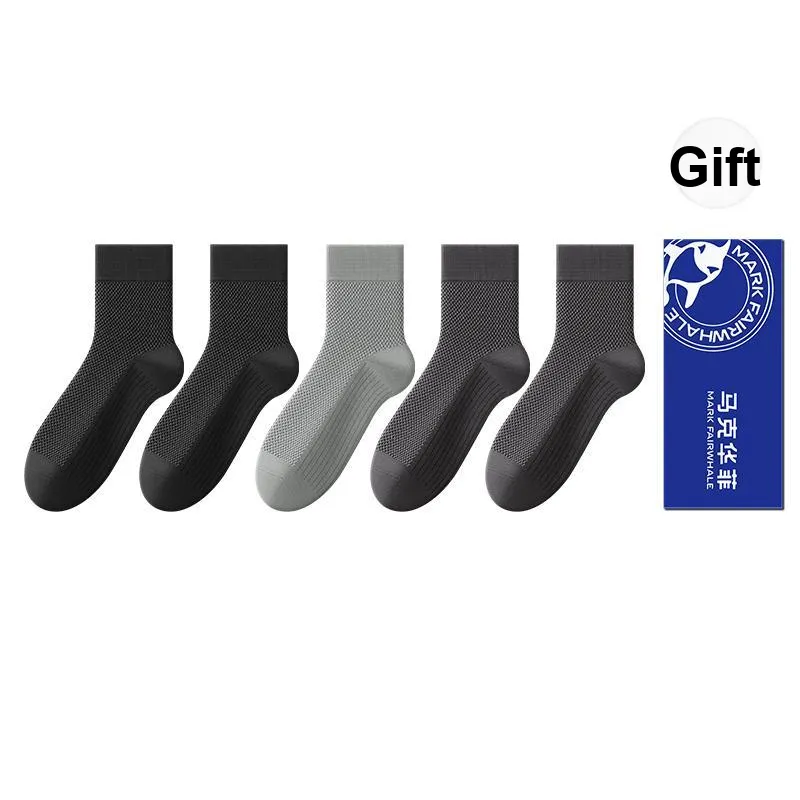 FAIRWHALE Mid Calf Socks Men's 5 Pack Gift Box Set-30