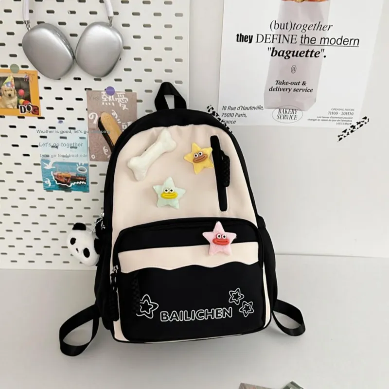 URBAN FOREST Nylon Backpack Unisex Pink/Violet/Khaki/Cyan/Lake Blue/Black-30