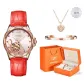 Red Leather Rose Case Pink Dial
