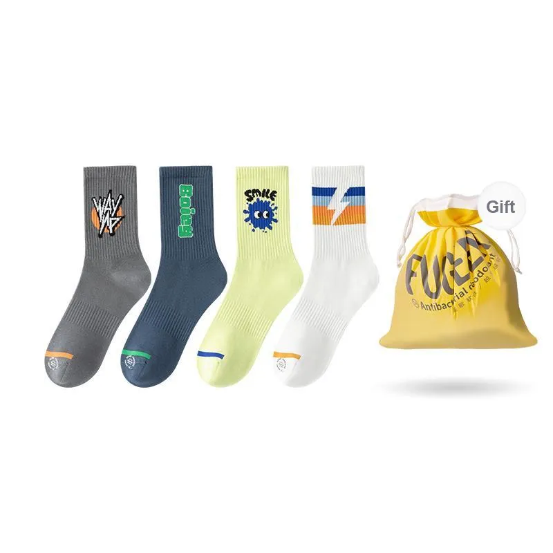 FUGEER Mid Calf Socks Men's 4 Pack-20