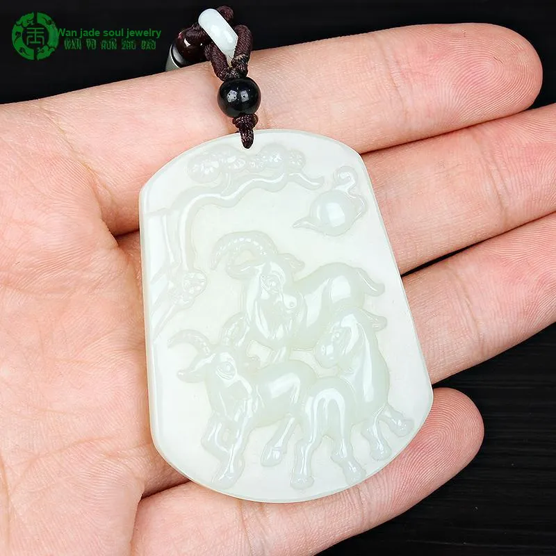 WANYUHUN Hetian Jade Pendants White Jade Unisex-4