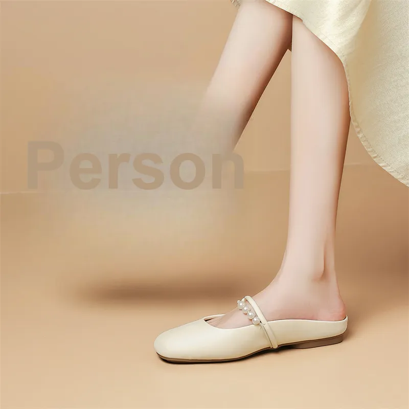 JOSINY Stitching Rhinestone Slip Resistant Closed Toe Slippers Women's Ecru-5
