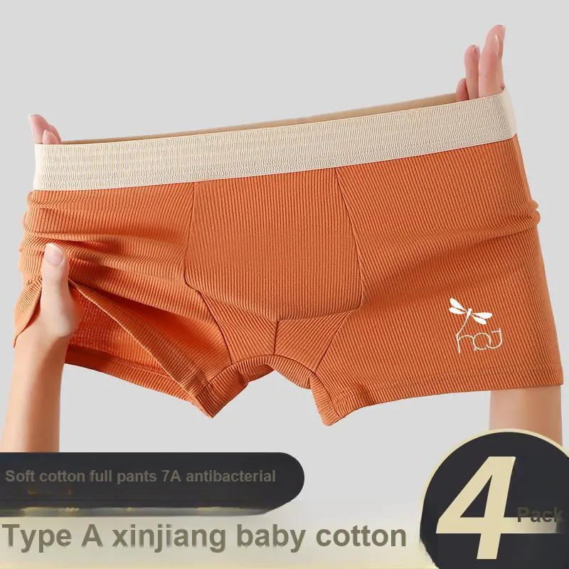 RED DRAGONFLY 100% Cotton Underpants Skin Friendly And Comfortable Men's 4 Piece Gift Box Sets-1