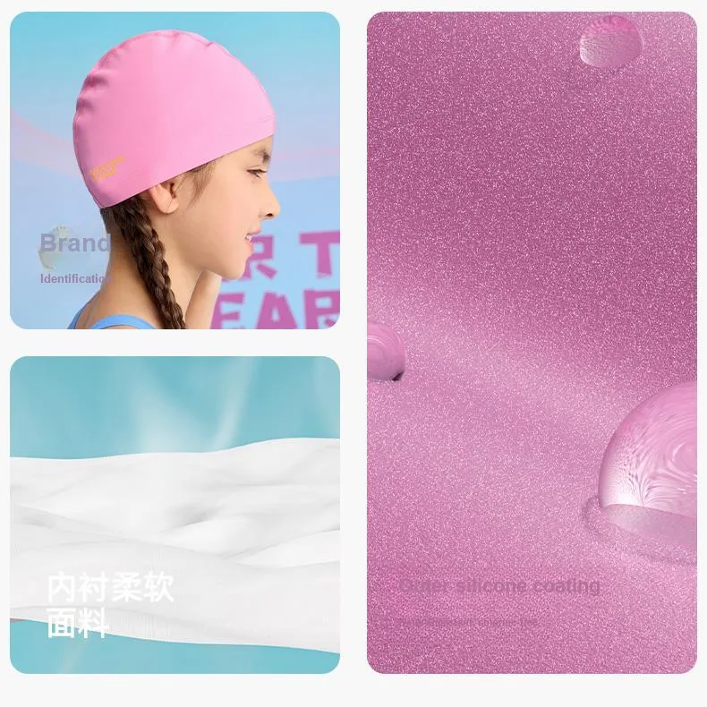 Watertime Swimming Caps Silicone Rubber, Polyester, Spandex Swim Kids' Pink-1