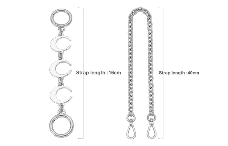 Lan Bao Fan Alloy Metal Bag Accessory Bag Strap Unisex Silver-11
