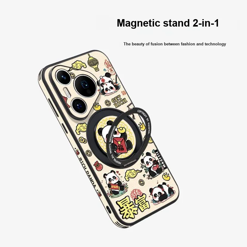 Marsfield TPU Material 360 Rotating Magnetic Stand Red Bag Panda Phone Cases Case Compatibility Huawei P70/P70 PRO-3