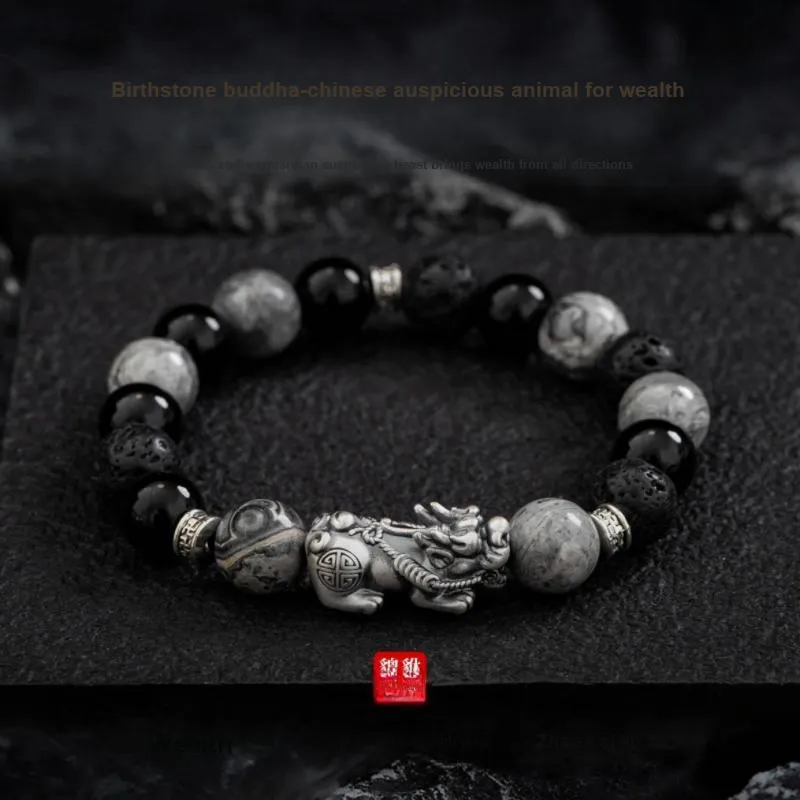 TANGSHU Map Stone Wealth And Good Luck Beaded Bracelet Unisex-2