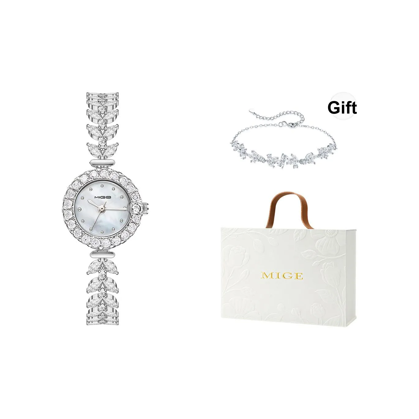 MIGE Mermaid Series Кварцевый механизм Eco-Friendly Медный ремешок Часы для женщин Жемчужная раковина Циферблат часов