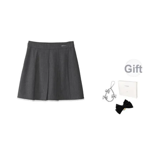 Fstudio Корейский Преппи стиль Уменьшение возраста Полосы Кружево Оправа Линия Повседневные короткие юбки Женские