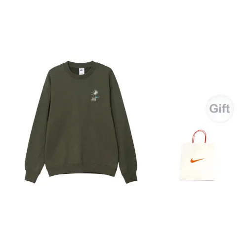 Nike Sportswear Sweatshirts Men Khaki Green Sweatshirts+Gift Bag