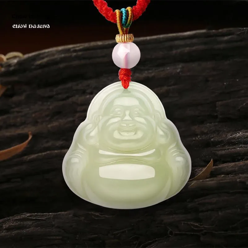 CHOW TAI SENG Hetian Jade Pendant, Gift Pale Greenish White Jade Unisex-10