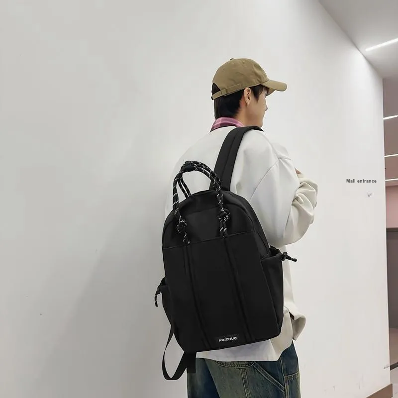 Travel Nylon Backpack Regular Unisex Black/Khaki/Yellow-2