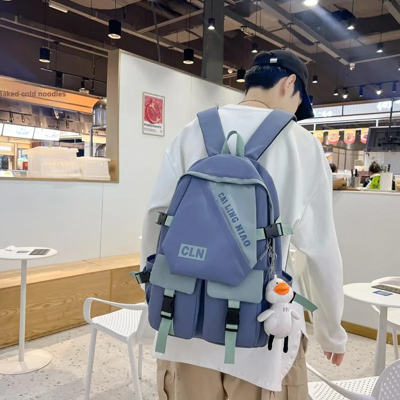 OURFUN Nylon Backpack Unisex Black/Burgundy/Violet/Green/Blue-11