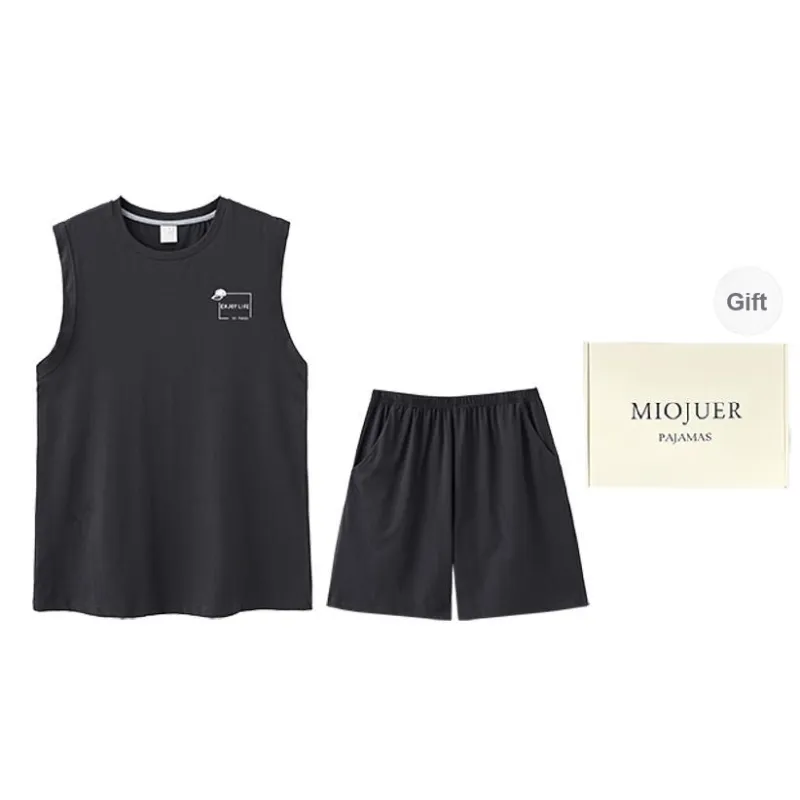 MIOJUER Pajama Set Men's Gift Box Set Dark Gray-0