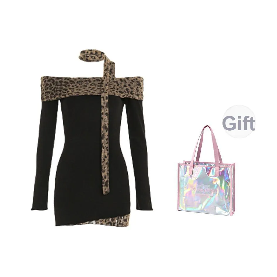 XUANSHU Длинное платье с длинными рукавами женское черное