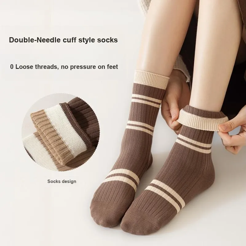 YINSHILIANGPIN Mid Calf Socks Women's 5 Pack-13