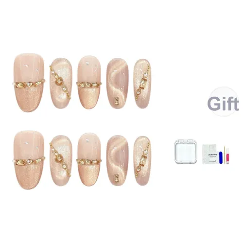 JINGCHANXUE Французская лента False Nail Миндаль Icy Clear Телесный цвет Кошачий глаз 16 мм