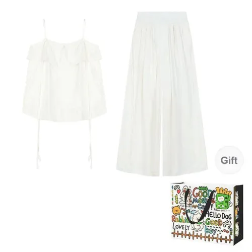 ZVJH Casual Suits Women's White Top+White Skort Shopping Bag