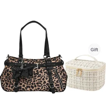 NATTY PU Tote Bag Shoulder Bag Large Size Women's Pink/Leopard Print/Black