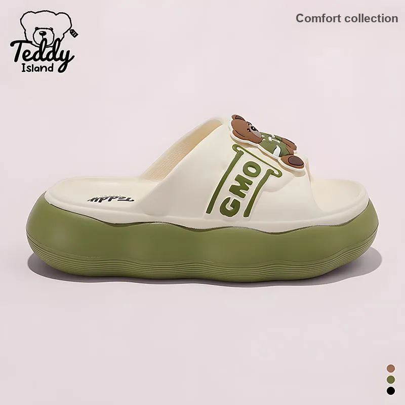 TEDDY ISLAND Cute Bear Women's Sandals Multicolor Home Soft Sole EVA Thickened Bottom Outerwear Slide Slippers-3
