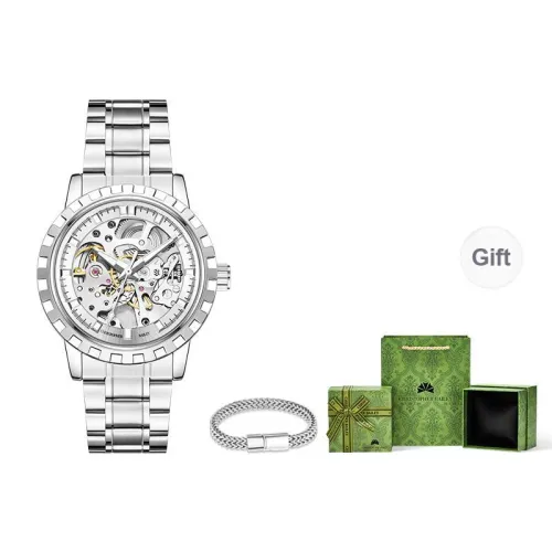 Corriberty Mechanical Movement Alloy Strap Watch Men's Watches Cut Out Dial