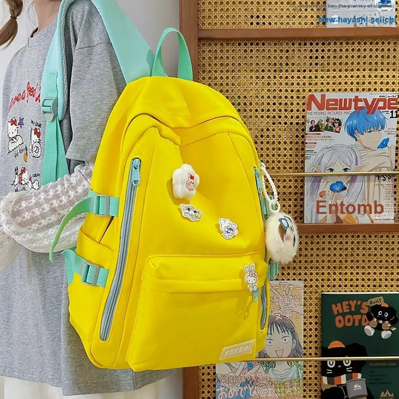 Wolfhorse Nylon Backpack Unisex Yellow/Blue/Green/White/Black-16