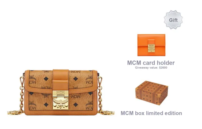 MCM Tracy Visetos Cow Leather Crossbody Bag Mini Women's Brown Cognac-2