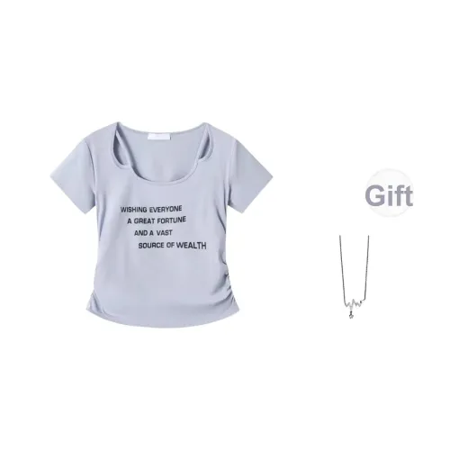 SHIEN Светло-серый с ожерельем Женские T-рубашки