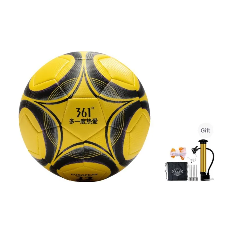 361° Size 4 Soccer PVC Machine Stitched Soccer Ball Unisex Star Shadow Black Yellow-5