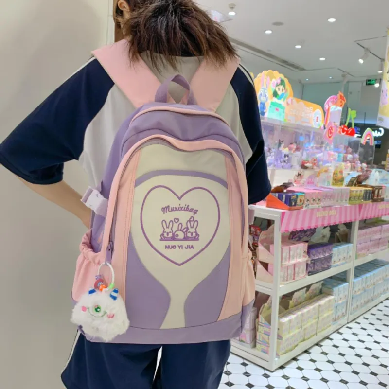 URBAN FOREST Nylon Backpack Unisex Purple/Pink/Black/Blue/Green-3