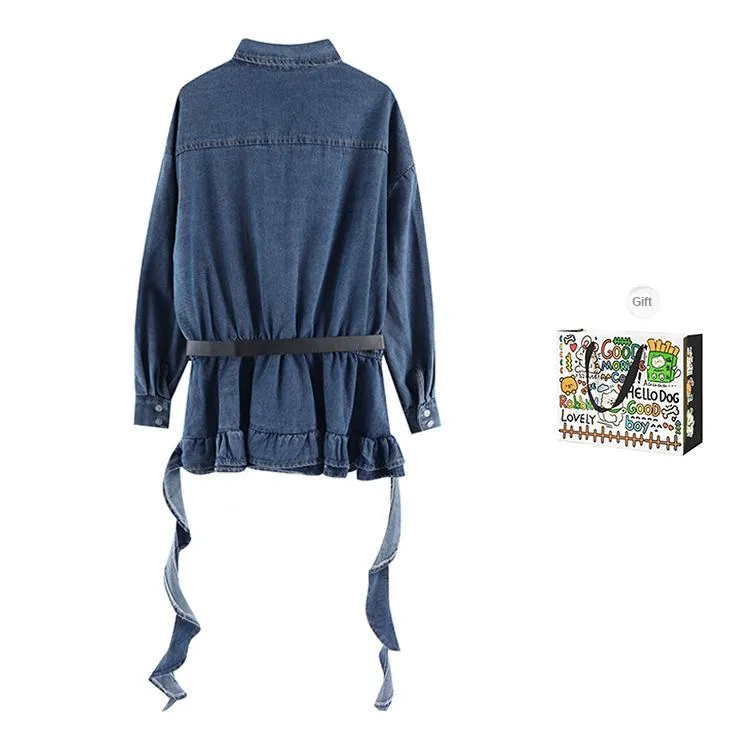 BVODE Long Sleeved Dress Women's Blue-1