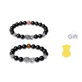 S999 Silver Retro Chinese Auspicious Animal Beaded Bracelet (Couple)[Free Gold Sticker]