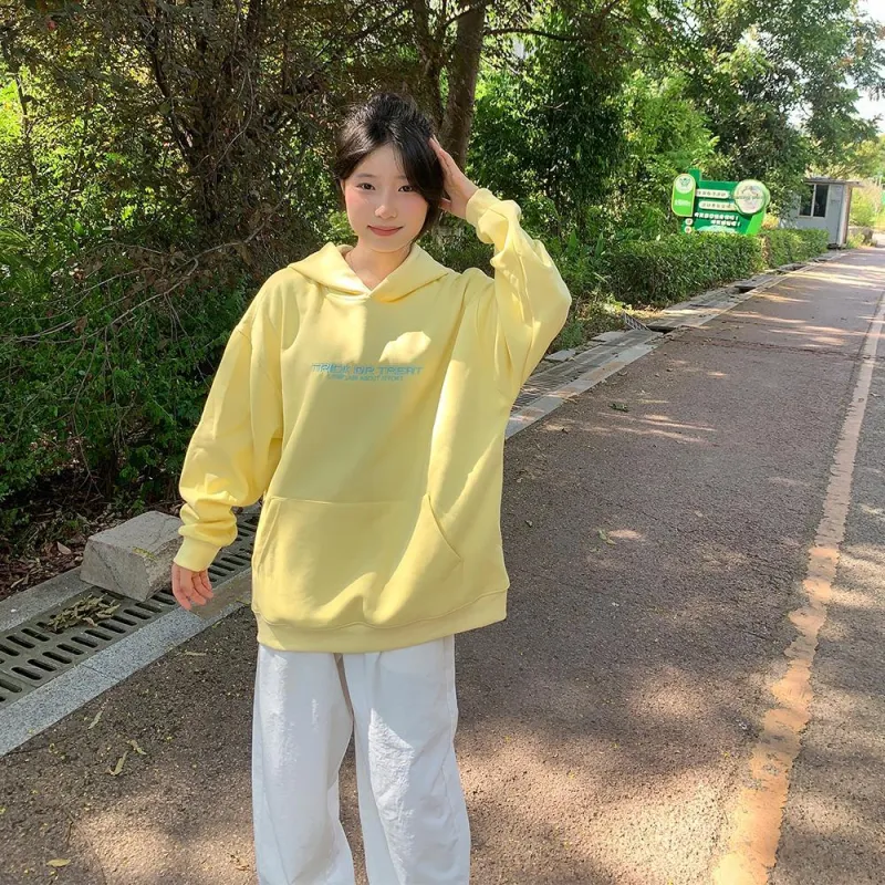 PAZZO Letter Embroidery Hoodie Unisex-4