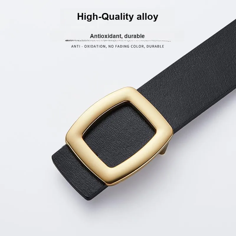 Jeccieziio Cow Leather Belts Women's Gold Width 2.8cm-2
