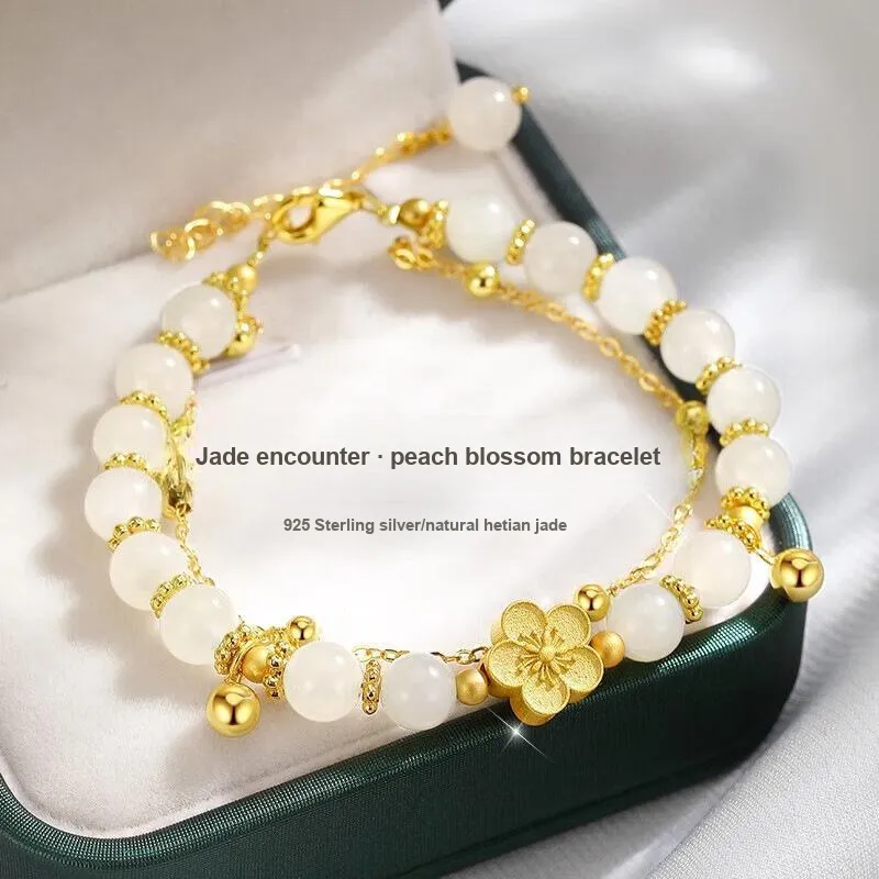 Andaozi Hetian Jade Bracelets Pale Greenish White Jade Women's-1